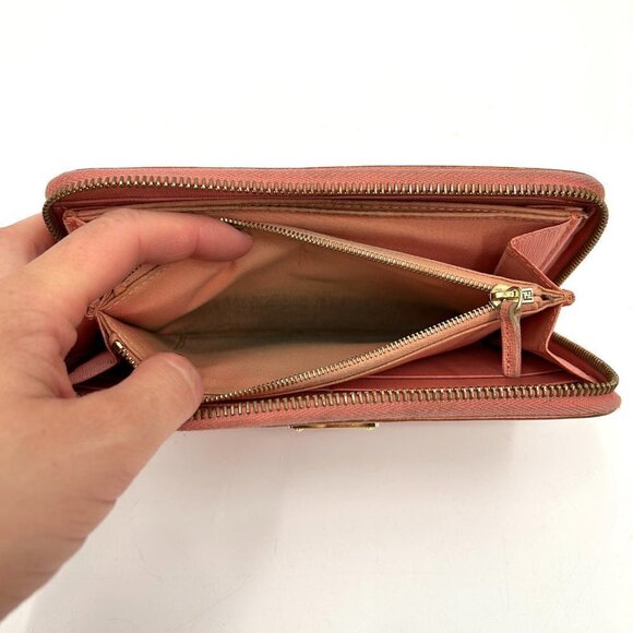 FENDI Light Barbie Pink Leather Full Zip Luxury Designer Long Wallet - Picture 9 of 12